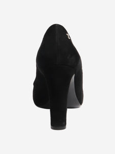 Chanel Black suede peep-toe pumps - size EU 38.5