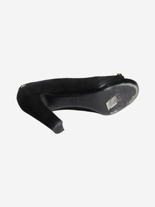 Chanel Black suede peep-toe pumps - size EU 38.5
