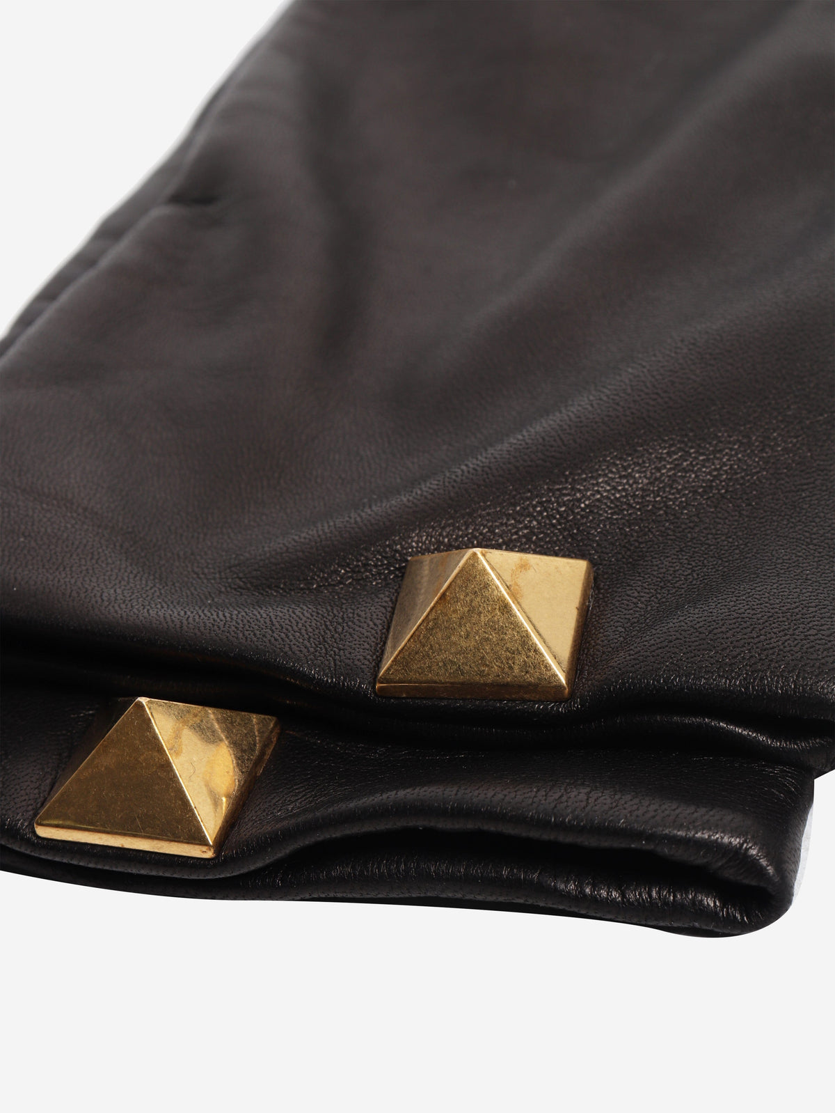 Dark brown Rockstud leather long gloves Gloves Valentino 