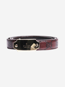 Gucci Brown Monogram belt with square buckle