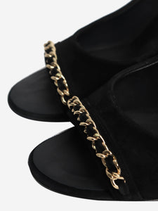 Chanel Black suede peep-toe pumps - size EU 38.5