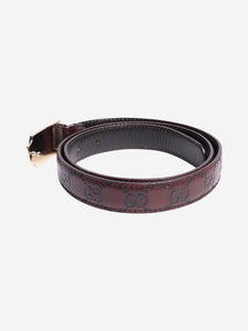 Gucci Brown Monogram belt with square buckle