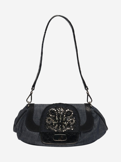 Indigo bejewelled denim shoulder bag Shoulder bags Prada 