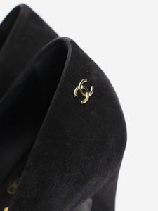 Chanel Black suede peep-toe pumps - size EU 38.5
