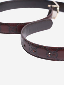 Gucci Brown Monogram belt with square buckle