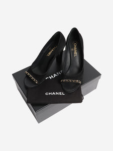 Chanel Black suede peep-toe pumps - size EU 38.5