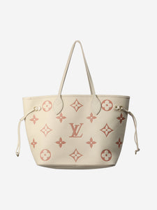 Louis Vuitton Cream Neverfull monogram Empreinte leather MM tote bag