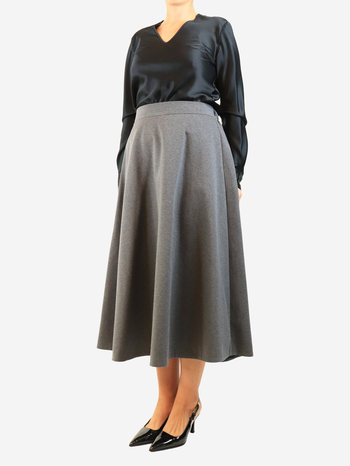 Grey A-line midi skirt - size UK 14 Skirts Brunello Cucinelli 