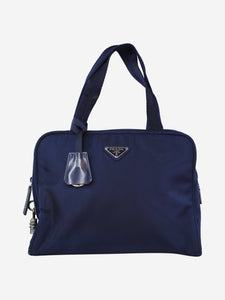 Prada Navy nylon Boston top-handle bag