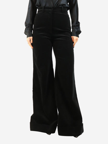 Black velvet wide-leg trousers - size UK 10 product image