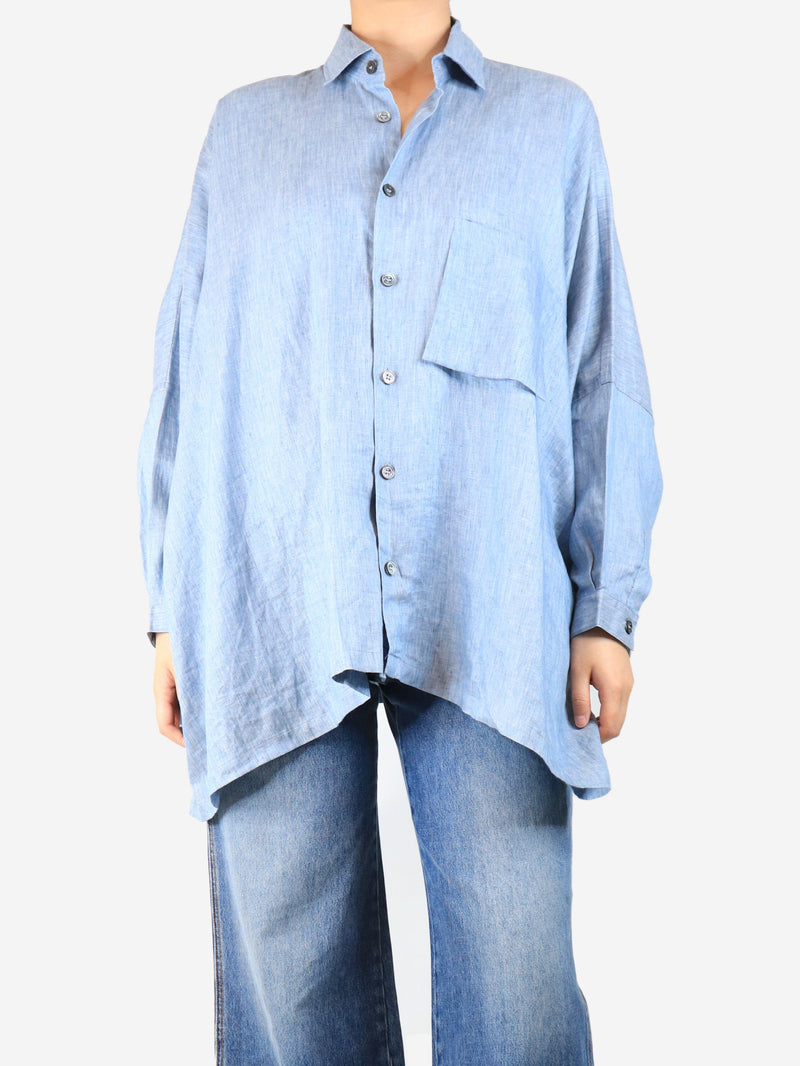 Blue linen shirt - size S Tops Shirin Guild 