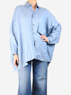 Blue linen shirt - size S Tops Shirin Guild 