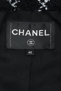 Chanel Black double-breasted diamond-stitch towelled jacket - size UK 12