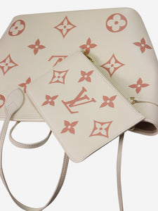 Louis Vuitton Cream Neverfull monogram Empreinte leather MM tote bag