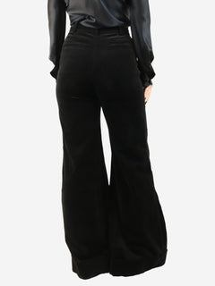 Black velvet wide-leg trousers - size UK 10 Trousers G. 