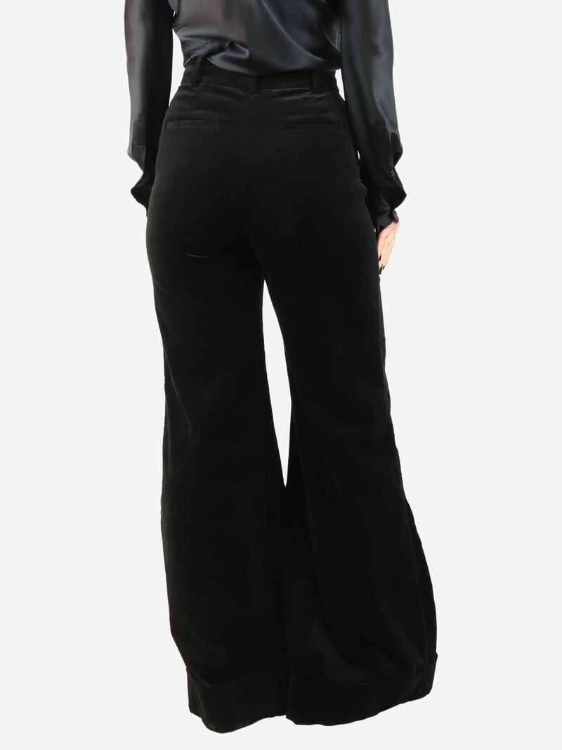 Black velvet wide-leg trousers - size UK 10 Trousers G. 