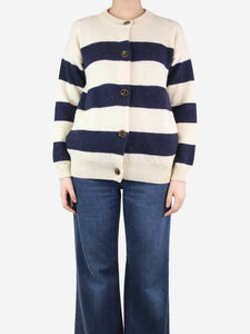 Navygrey Cream striped wool cardigan - size S