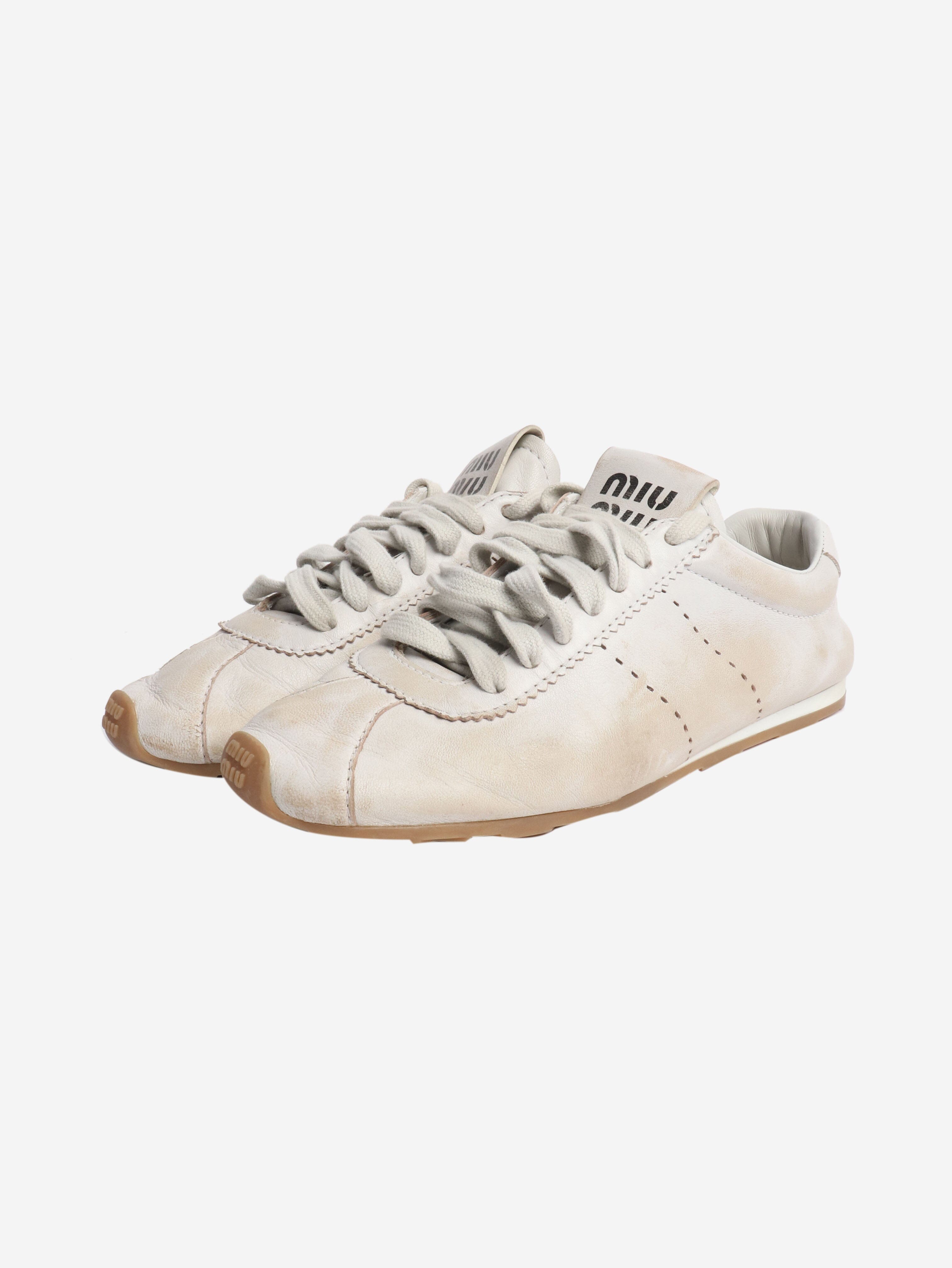 Plume leather sneakers - size EU 38 Trainers Miu Miu 