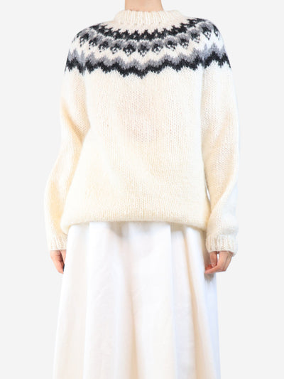 Cream Fairisle mohair jumper - size UK 12 Knitwear Unbranded 