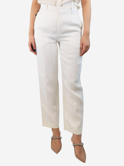 Cream high waist linen trousers - size UK 10 Trousers Chloe 