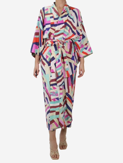 Multi abstract printed wrap dress with belt - size FR 34 Dresses Chanel 