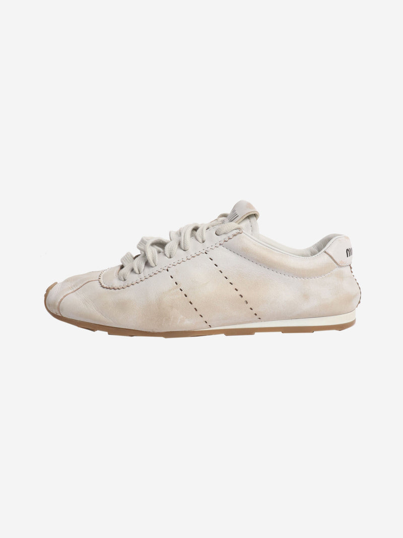 Plume leather sneakers - size EU 38 Trainers Miu Miu 