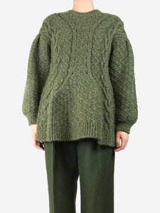 Simone Rocha Green chunky oversized cable knit jumper - size S