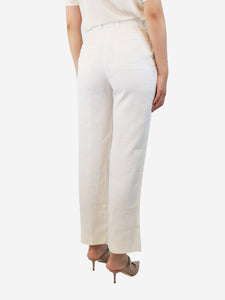 Chloe Cream high waist linen trousers - size UK 10