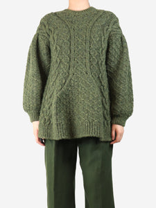 Simone Rocha Green chunky oversized cable knit jumper - size S
