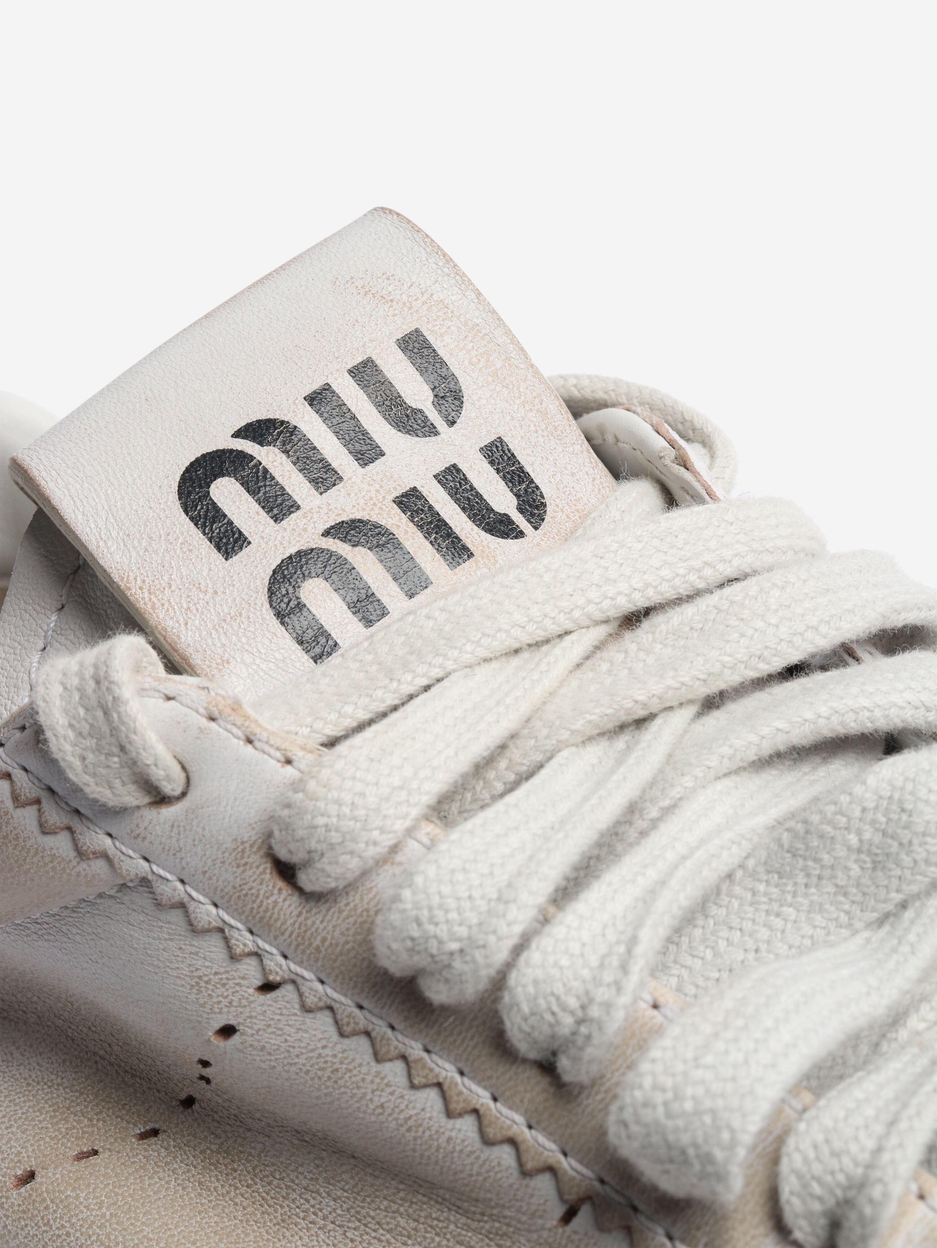 Plume leather sneakers - size EU 38 Trainers Miu Miu 