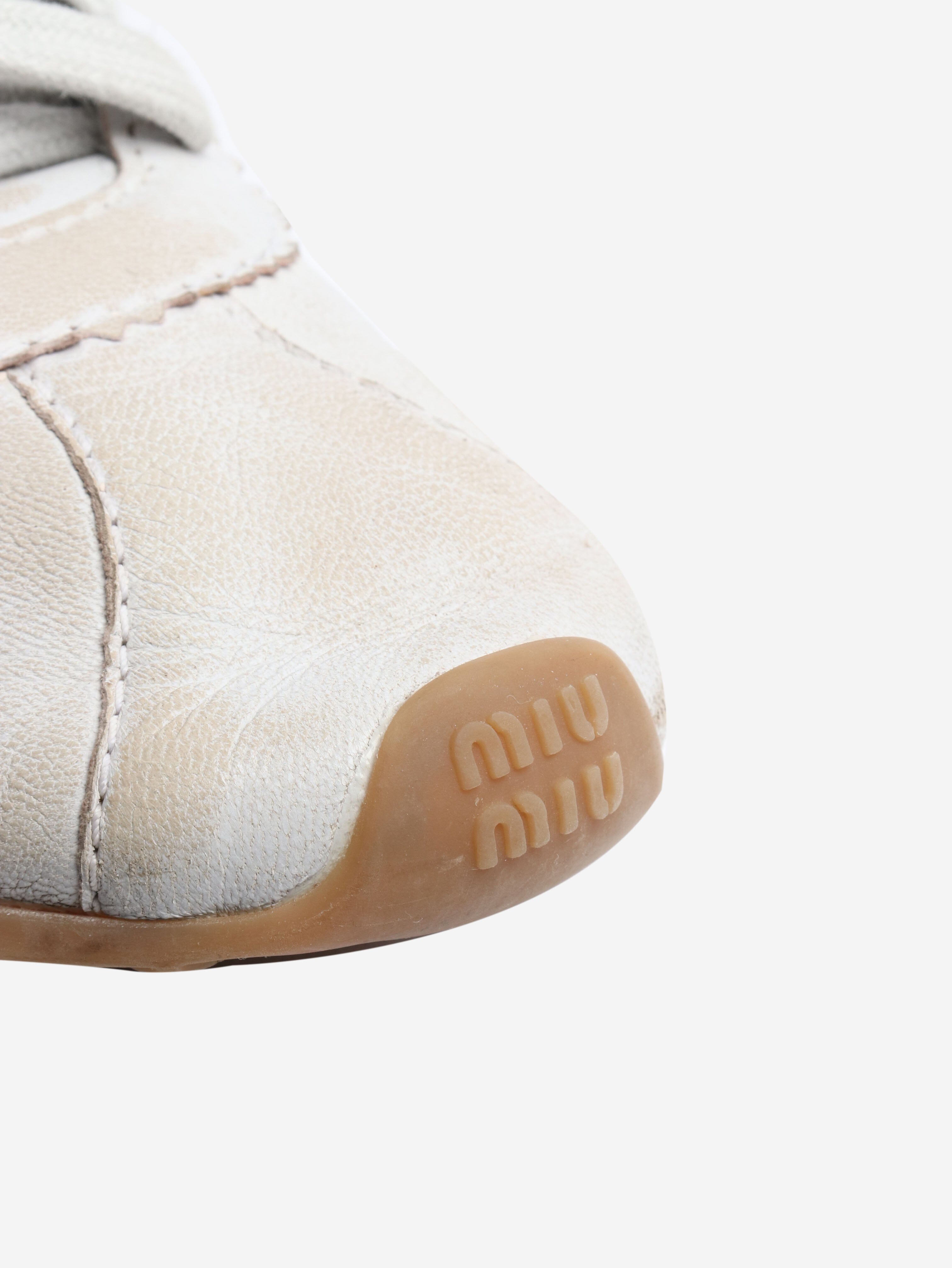 Plume leather sneakers - size EU 38 Trainers Miu Miu 
