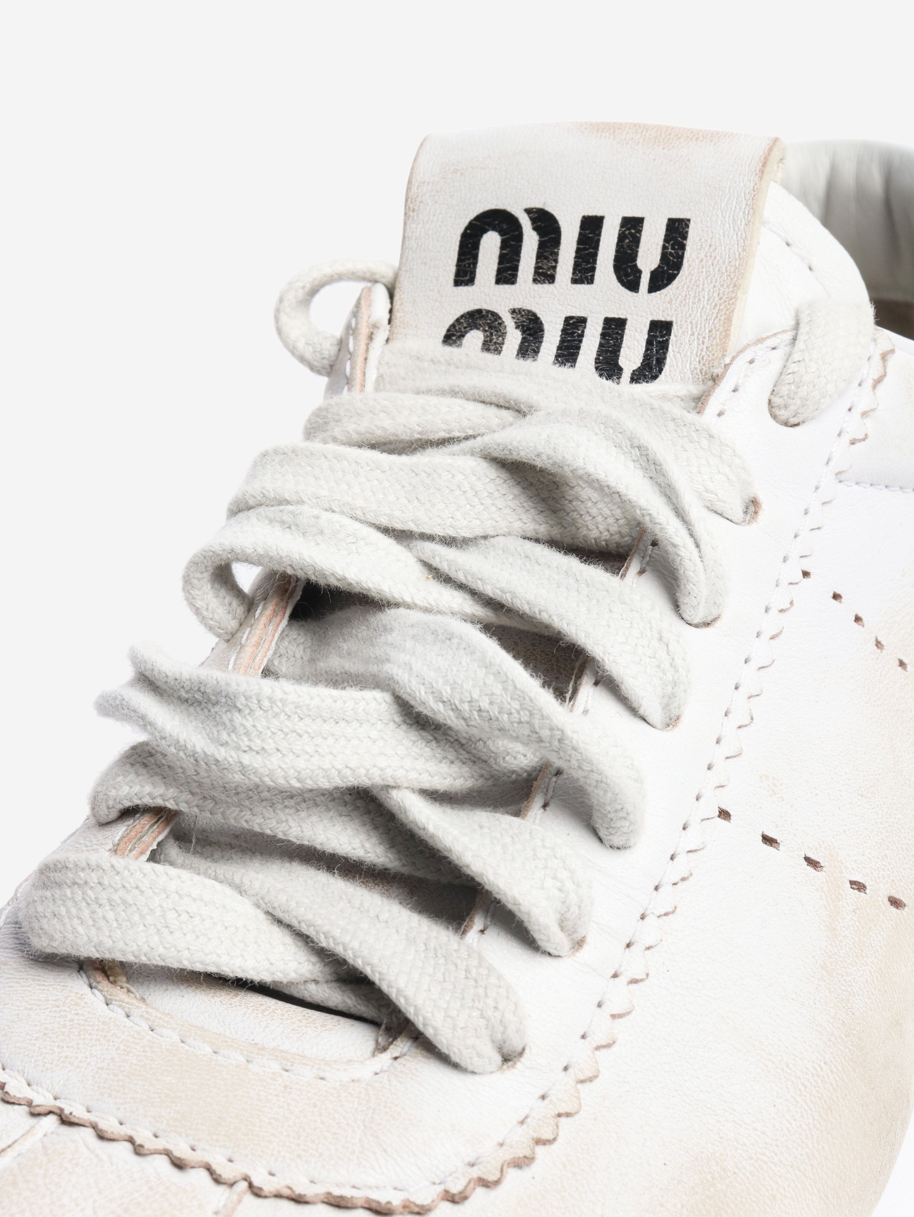 Plume leather sneakers - size EU 38 Trainers Miu Miu 