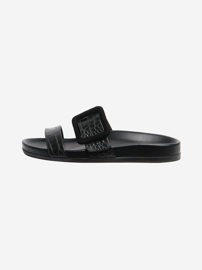 Black Mayfu leather slides - size EU 37.5 Flat Sandals Manolo Blahnik 