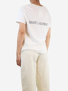 Saint Laurent White reverse logo T-shirt - size XL