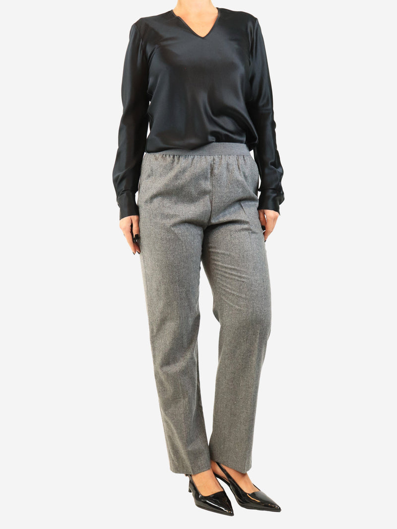 Grey marl elasticated-waist trousers - size UK 10 Trousers Agnona 