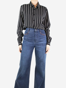 Saint Laurent Black striped silk shirt - size UK 10