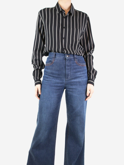 Black striped silk shirt - size UK 10 Tops Saint Laurent 