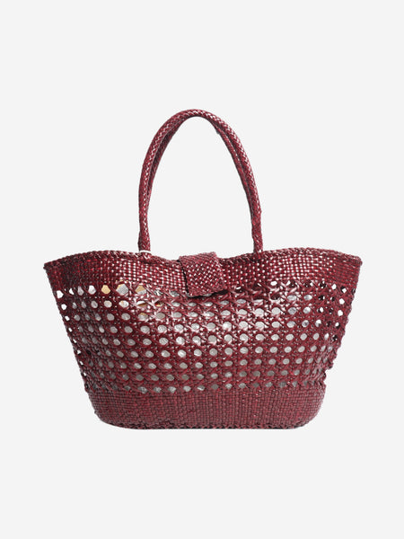 Burgundy Lucine leather woven tote bag alternate image