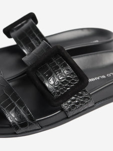 Manolo Blahnik Black Mayfu leather slides - size EU 37.5