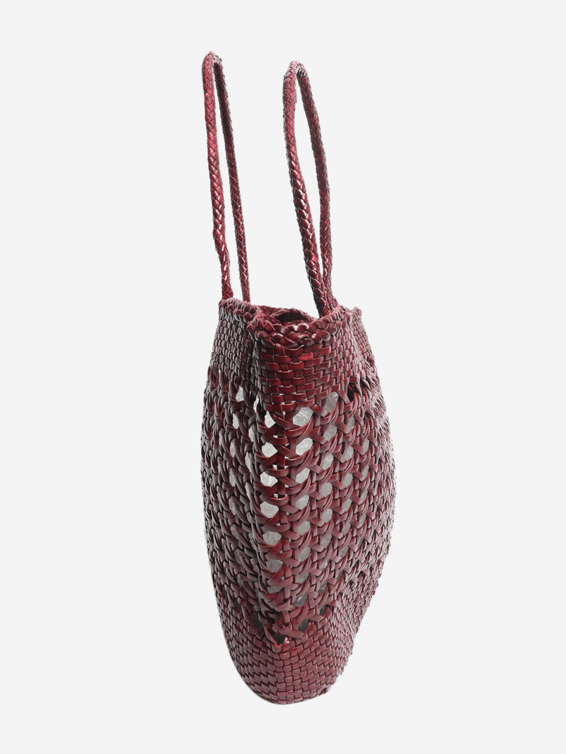 Burgundy Lucine leather woven tote bag Tote Bags Dragon Diffusion x Rixo 