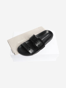 Manolo Blahnik Black Mayfu leather slides - size EU 37.5