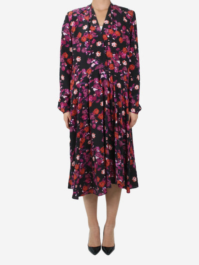 Multi padded shoulder floral midi dress - size UK 8 Dresses Isabel Marant