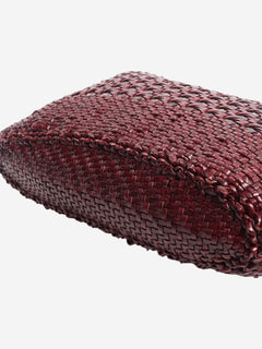 Burgundy Lucine leather woven tote bag Tote Bags Dragon Diffusion x Rixo 
