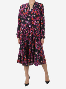 Isabel Marant Multi padded shoulder floral midi dress - size UK 8