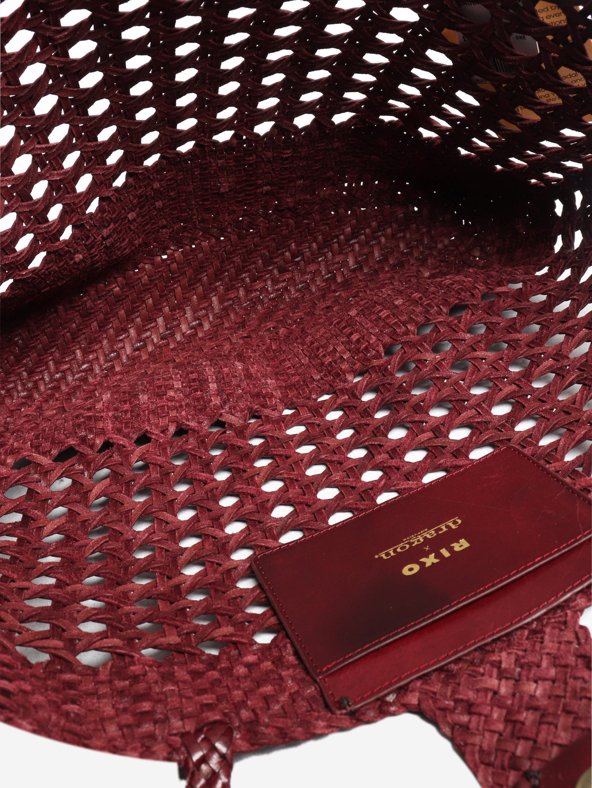 Burgundy Lucine leather woven tote bag Tote Bags Dragon Diffusion x Rixo 