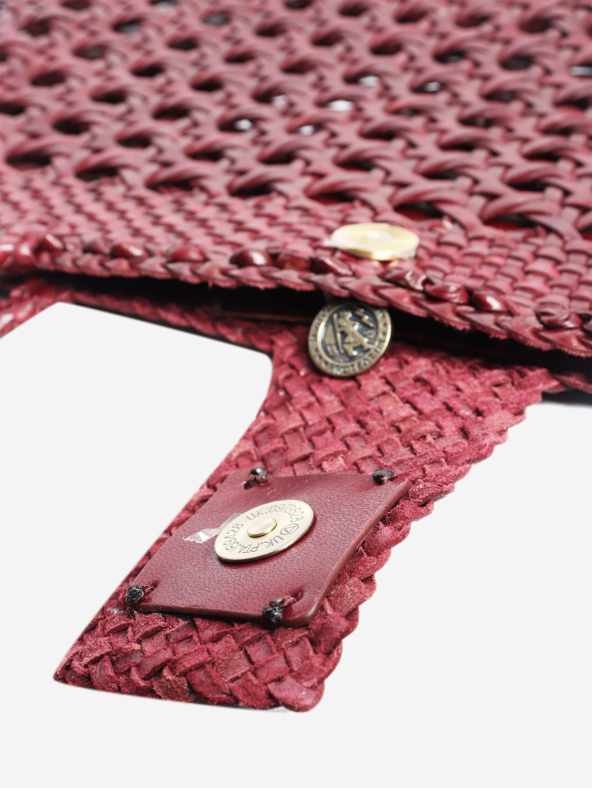 Burgundy Lucine leather woven tote bag Tote Bags Dragon Diffusion x Rixo 