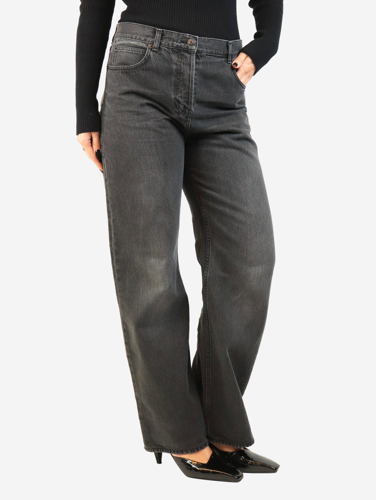 The Row Washed black wide-leg jeans - size UK 8 Denim The Row 
