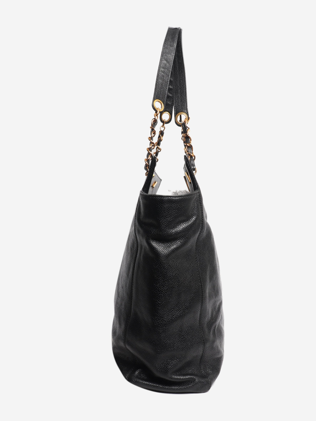 Black vintage 1996 Coco Mark caviar chain tote bag Tote Bags Chanel 
