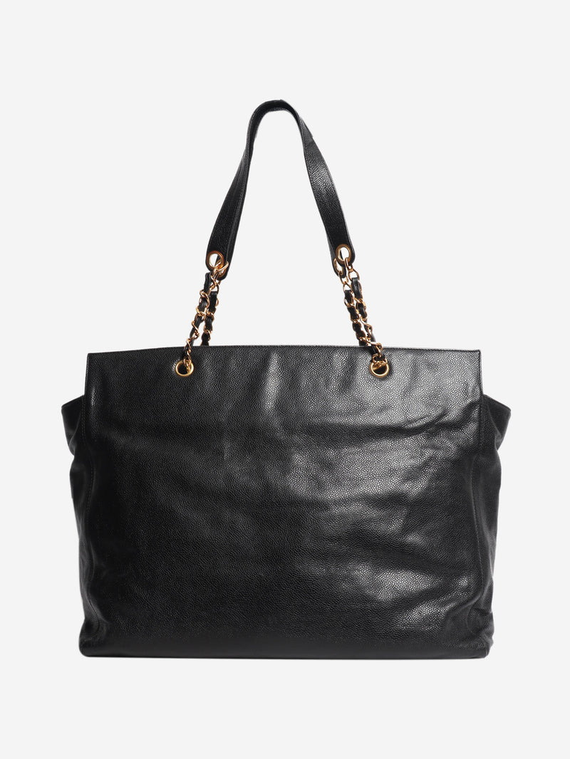 Black vintage 1996 Coco Mark caviar chain tote bag Tote Bags Chanel 