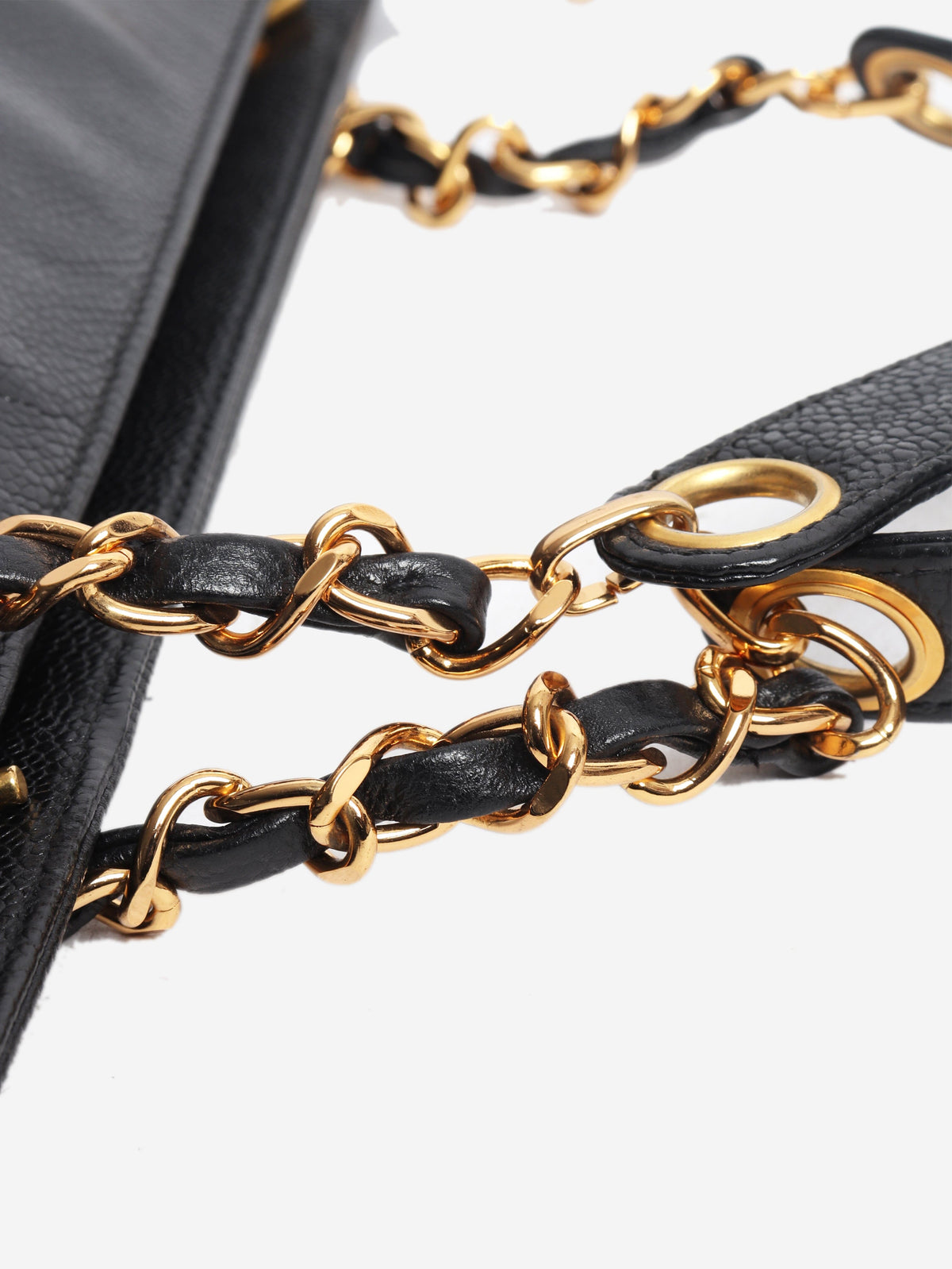 Black vintage 1996 Coco Mark caviar chain tote bag Tote Bags Chanel 